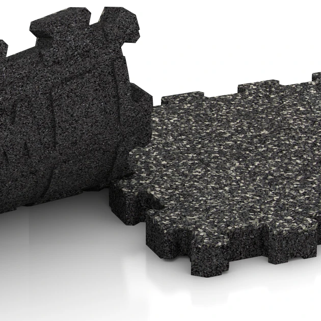 Großaufnahme vom Verbindungssystem von WARCO-Boden 6104 - Zwembadrandtegel zonder voegen im Farbdesign Donkergrijs graniet. Abmessungen 30,6 x 30,6 x 3 cm | 0,094 m².