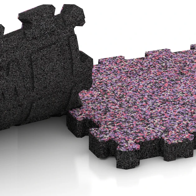 Großaufnahme vom Verbindungssystem von WARCO-Boden 3868 - Balkon-kliktegel im Farbdesign Lavendel. Abmessungen 30,6 x 30,6 x 3 cm | 0,094 m².