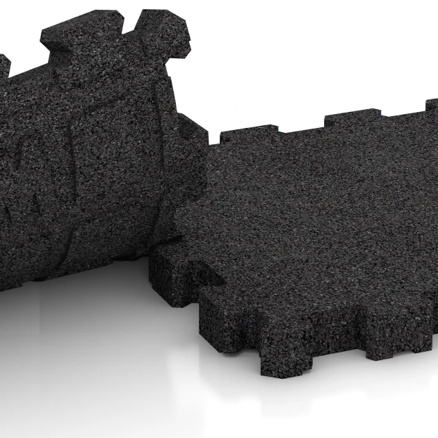 Großaufnahme vom Verbindungssystem von WARCO-Boden 5270 - Steinteppich-Klickfliese im Farbdesign Anthrazit. Abmessungen 30,6 x 30,6 x 3 cm | 0,094 m².