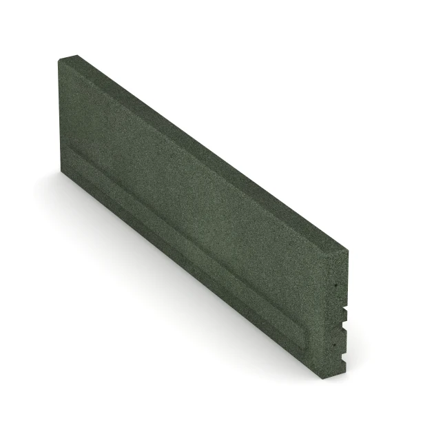 Großaufnahme vom Verbindungssystem von WARCO-Boden 3786 - Rubberen boordsteen im Farbdesign Grasgroen. Abmessungen 100 × 5 × 25 cm.