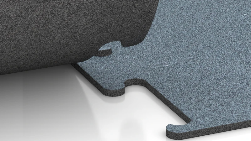 Connexion puzzle découpée sans chanfrein