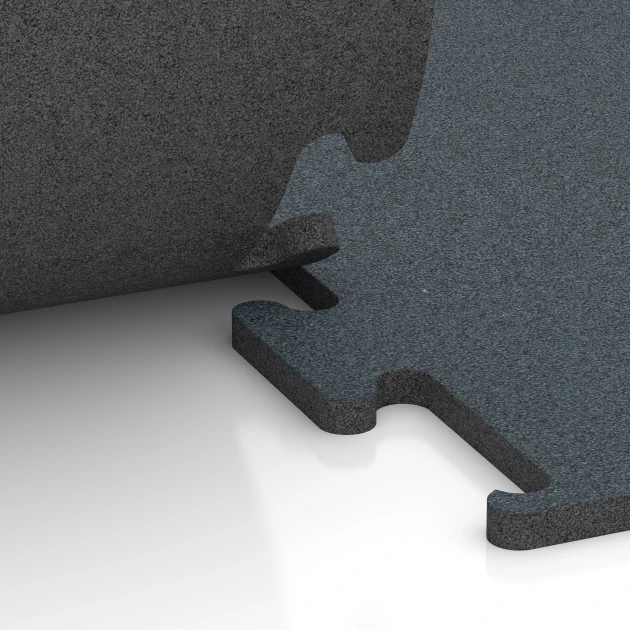 Le gros plan sur le système de connexion des revêtements de sol WARCO 6161 - Fitness Performance Elite Revêtement Sportif en couleur Vert Fougère. Les dimensions 100 x 100 x 2 cm | 1,00 m².