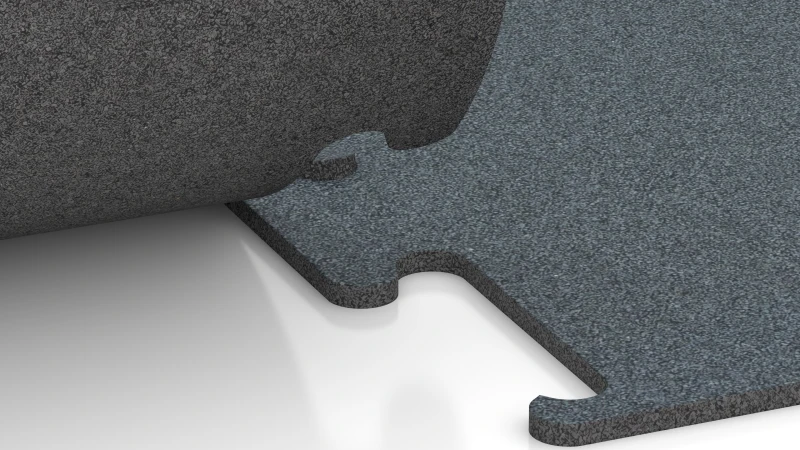 Ausgeschnittene Puzzleverbindung ohne Fase