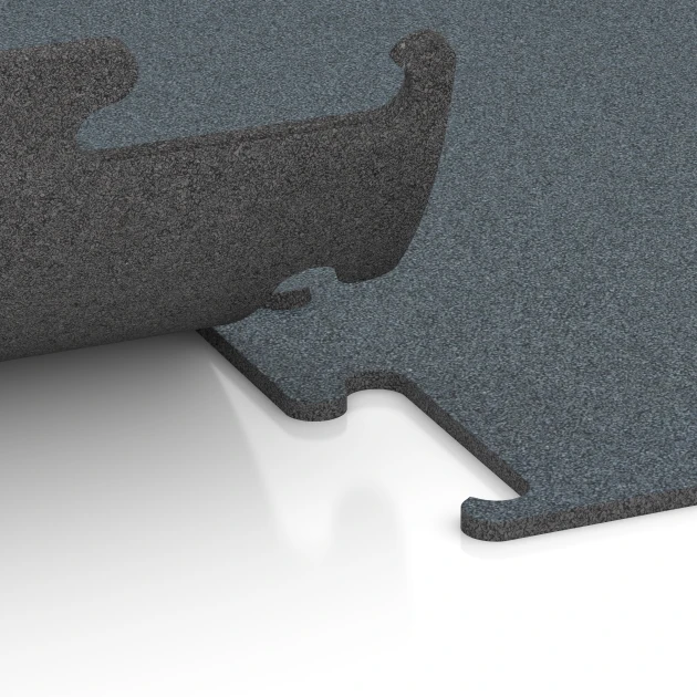 Großaufnahme vom Verbindungssystem von WARCO-Boden 6163 - Fitness Performance Elite Trainingsboden im Farbdesign Farngrün. Abmessungen 50 x 50 x 1 cm | 0,25 m².