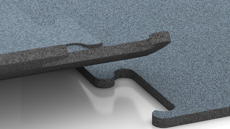 Connexion puzzle découpée sans chanfrein