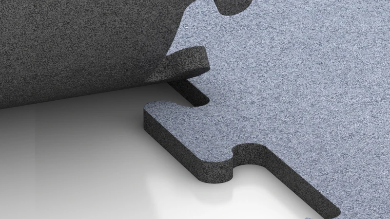 Uitgesneden puzzelverbinding zonder voeg