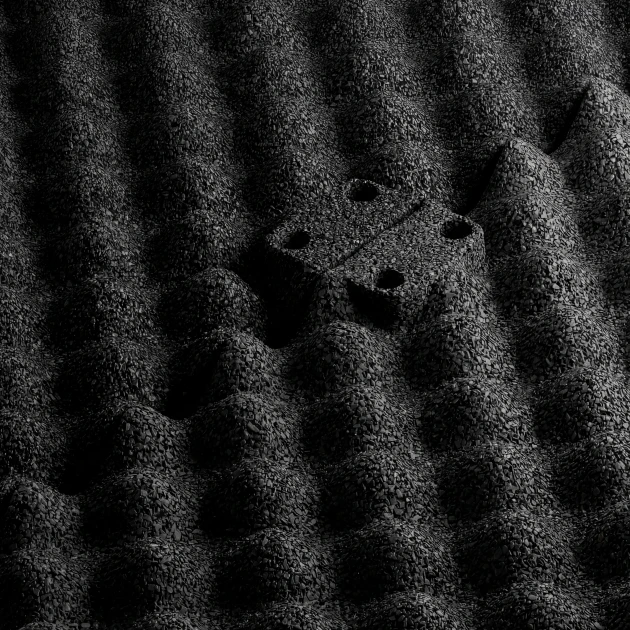 Großaufnahme vom Verbindungssystem von WARCO-Boden 3782 - Fitness Performance Impact Trainingsvloer im Farbdesign Antraciet. Abmessungen 100 × 100 × 3 cm.