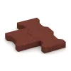 Le gros plan sur le système de connexion des revêtements de sol WARCO 4460 - Pavé en caoutchouc double T en couleur Rouge brique. Les dimensions 200 x 165 x 43 mm.