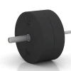 Großaufnahme vom Verbindungssystem von WARCO-Boden 6090 - Bumper Plate Slim im Farbdesign Antraciet. Abmessungen 25 kg | ø 45,4 x 11,38 cm.