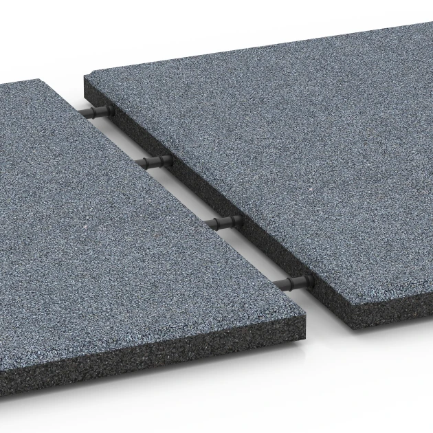 Le gros plan sur le système de connexion des revêtements de sol WARCO 6181 - Dalle de terrasse Classic en couleur Gris graphite. Les dimensions 50 x 50 x 3 cm.