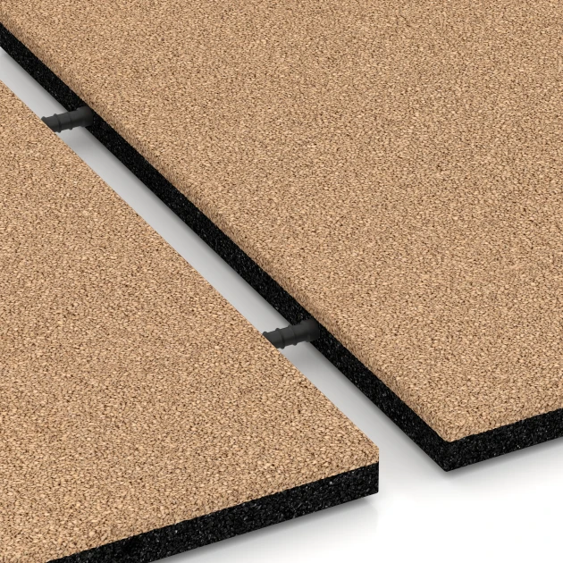 Le gros plan sur le système de connexion des revêtements de sol WARCO 6252 - Dalle de terrasse – 3 cm en couleur Beige sable. Les dimensions 50 x 50 x 3 cm.