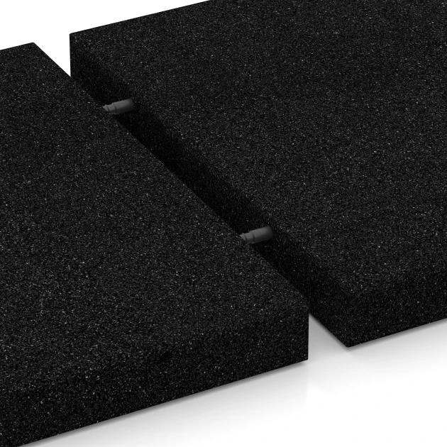 Großaufnahme vom Verbindungssystem von WARCO-Boden 6265 - Valdempende tegel – 180 cm im Farbdesign Antraciet. Abmessungen 50 x 50 x 6 cm.