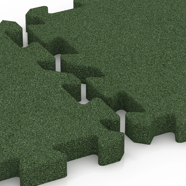 Großaufnahme vom Verbindungssystem von WARCO-Boden 6982 - Multisport sporttegel im Farbdesign Grasgroen. Abmessungen 50 x 50 x 4 cm | 0,25 m².