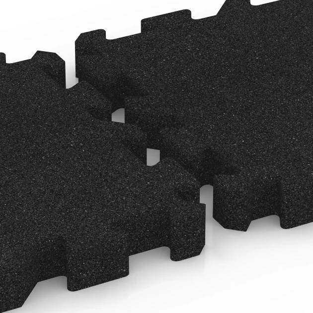 Großaufnahme vom Verbindungssystem von WARCO-Boden 6405 - Rubberen speelplaatstegel – 220 cm im Farbdesign Antraciet. Abmessungen 50 x 50 x 6 cm | 0,25 m².