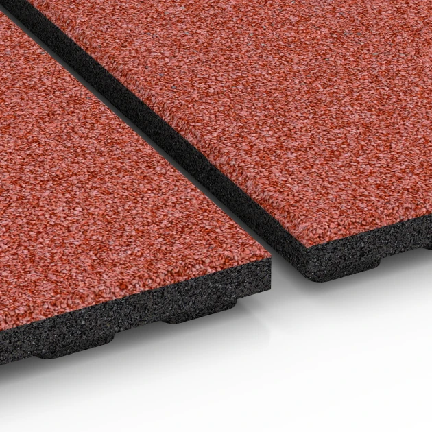 Le gros plan sur le système de connexion des revêtements de sol WARCO 6390 - Tapis d’écurie Luxe en couleur Rouge brique. Les dimensions 100 x 50 x 4,5 cm | 0,50 m².
