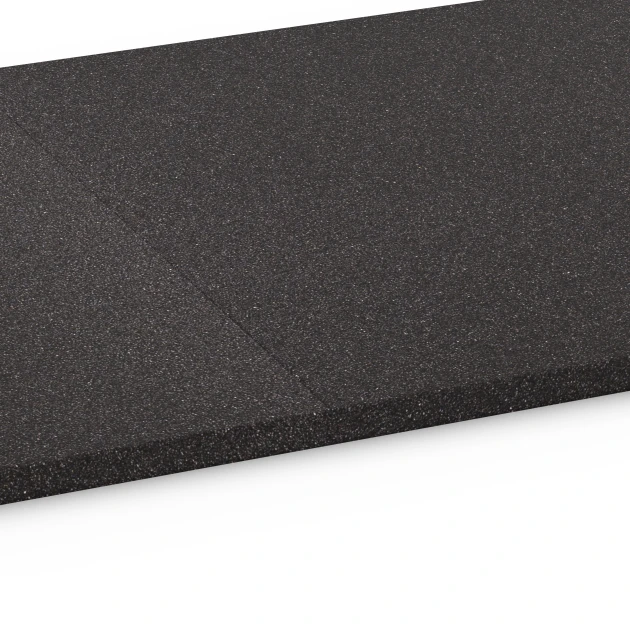 Großaufnahme vom Verbindungssystem von WARCO-Boden 6475 - Ondervloertegel Kl. 1 im Farbdesign Antraciet. Abmessungen 52 x 52 x 1,8 cm.