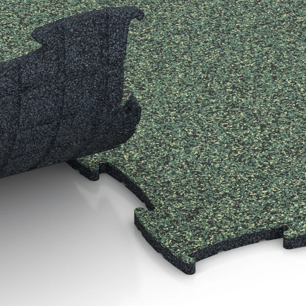 Le gros plan sur le système de connexion des revêtements de sol WARCO 6807 - Sol agility pour chiens en couleur Gazon anglais. Les dimensions 97,1 x 97,1 × 1,8 cm.