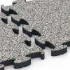 Großaufnahme vom Verbindungssystem von WARCO-Boden 6878 - Fitness Max vloersysteem im Farbdesign Grijs graniet. Abmessungen 44,6 x 44,6 × 2,8 cm.