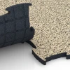 Großaufnahme vom Verbindungssystem von WARCO-Boden 6892 - Fitness Max vloersysteem im Farbdesign Travertin. Abmessungen 97,1 x 97,1 x 2,8 cm.