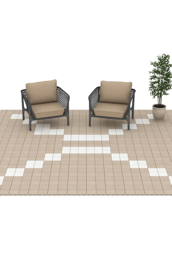 Beispielhafte Verlegung für den Artikel 6351 von WARCO - Mosaïque – Dalle clipsable, Farbton Vanille in der Abmessung 30 x 30 x 2 cm.
