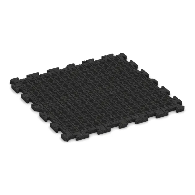 Aufsicht auf die Unterseite, also die Bodenseite von WARCO-Formteil 3330 - Fitness-Bodenschutzmatte HD im Format 1000 x 1000 x 30 mm.