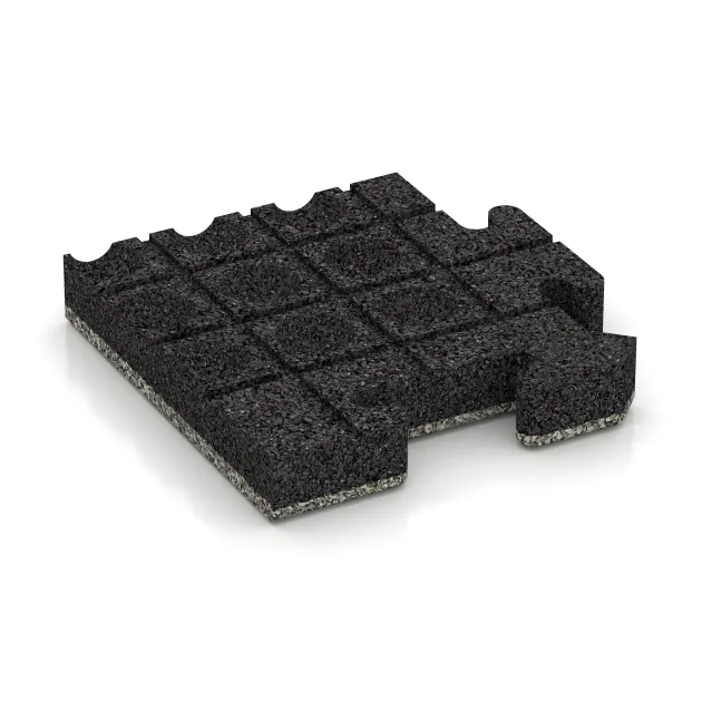 Aufsicht auf die Unterseite, also die Bodenseite von WARCO-Formteil 4982 - Eckplatte HD im Format 235 x 235 x 40 mm.