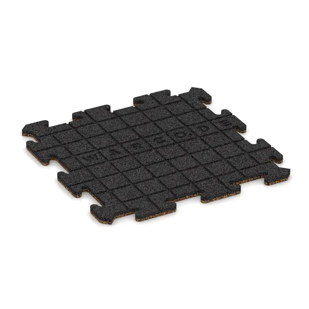 La vue du dessous ou de la face inférieure, c’est-à-dire la face inférieure de la pièce moulée WARCO 0041 - Dalle clipsable de terrasse au format 500 x 500 x 18 mm.