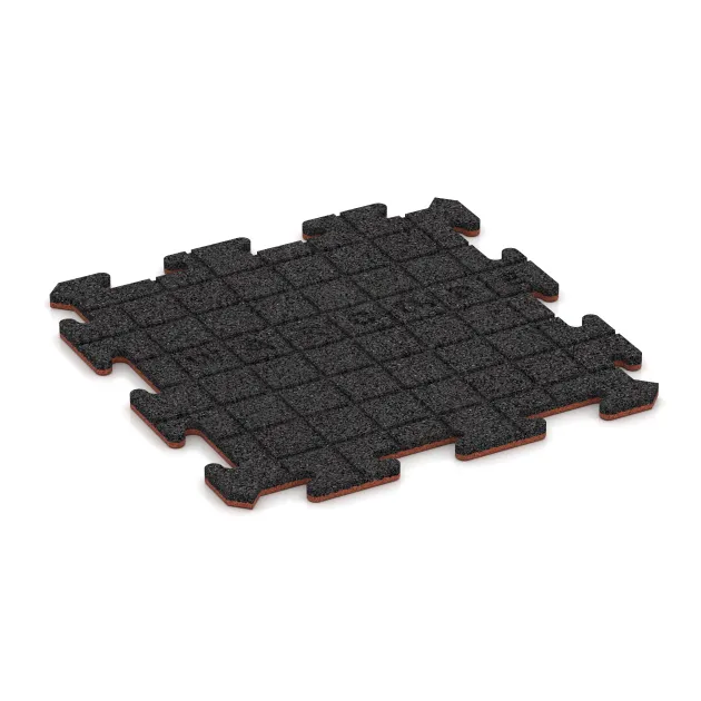 Aufsicht auf die Unterseite, also die Bodenseite von WARCO-Formteil 6218 - Sportboden‑Platte 1,8 cm im Format 500 x 500 x 18 mm.