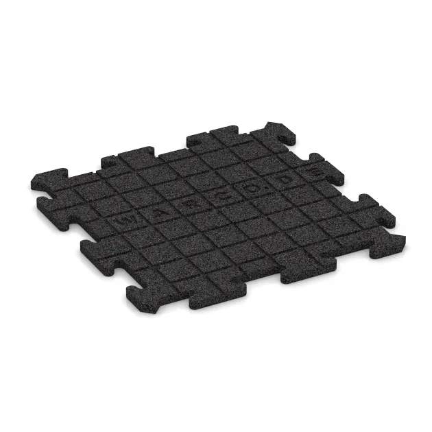 La vue du dessous ou de la face inférieure, c’est-à-dire la face inférieure de la pièce moulée WARCO 0152 - Tapis de jeu au format 500 x 500 x 18 mm.