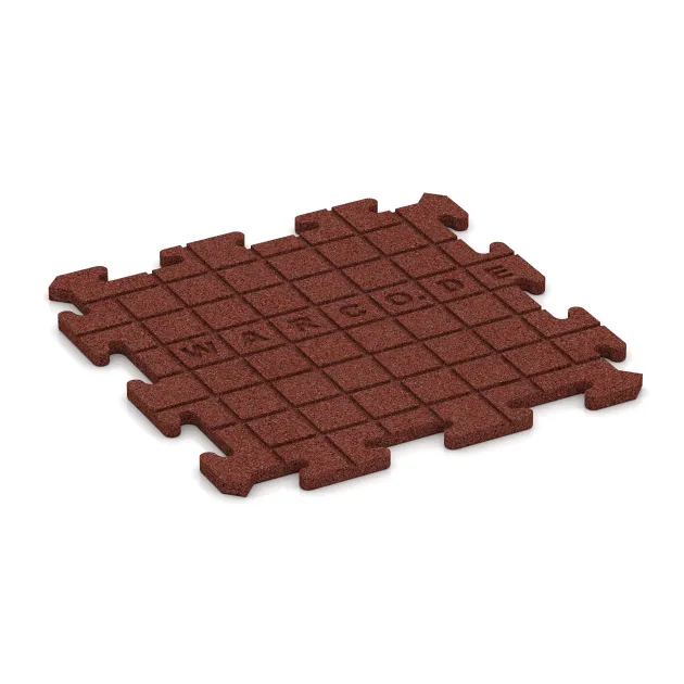 La vue du dessous ou de la face inférieure, c’est-à-dire la face inférieure de la pièce moulée WARCO 0189 - Tapis de fitness 18 mm au format 500 x 500 x 18 mm.
