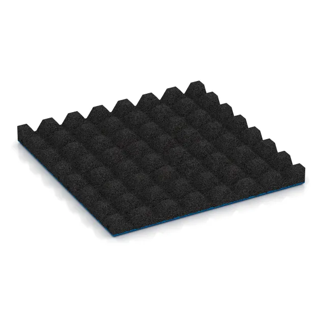 Aufsicht auf die Unterseite, also die Bodenseite von WARCO-Formteil 0631 - Valtegel im Format 500 x 500 x 45 mm.