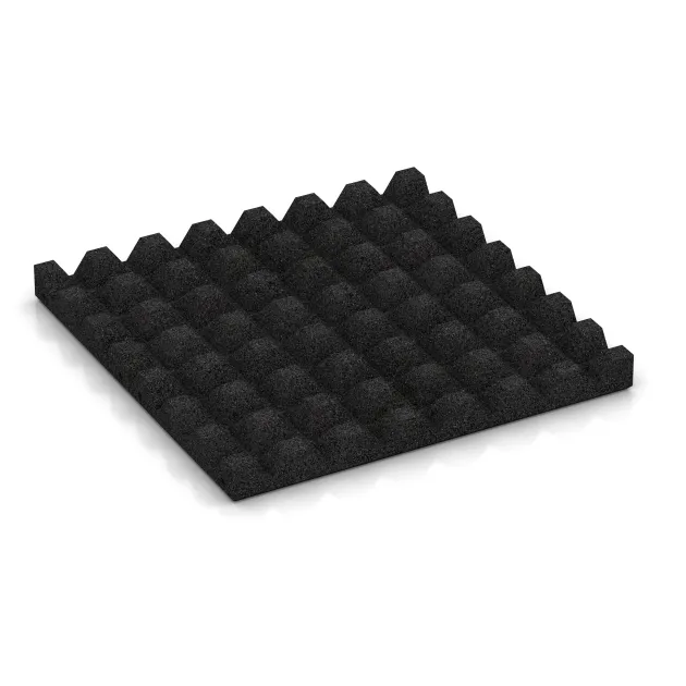 La vue du dessous ou de la face inférieure, c’est-à-dire la face inférieure de la pièce moulée WARCO 0660 - Dalle amortissante au format 500 x 500 x 45 mm.