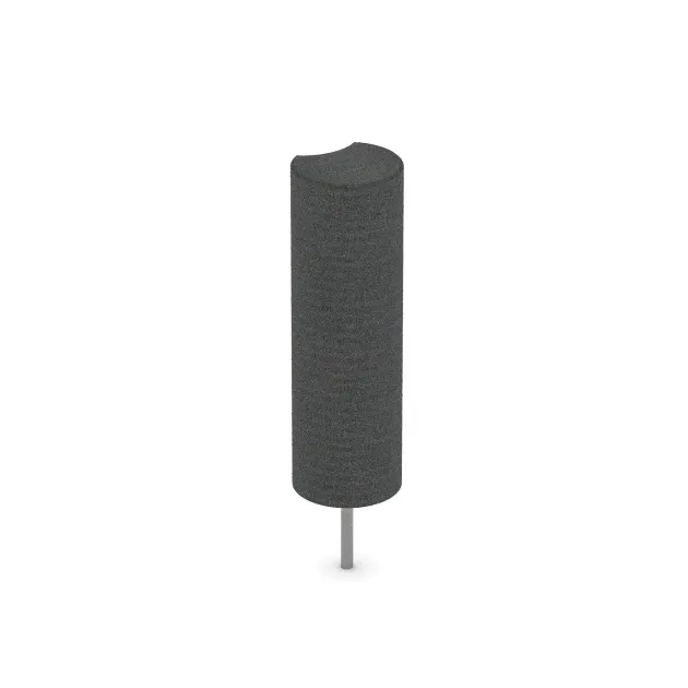 La vue du dessous ou de la face inférieure, c’est-à-dire la face inférieure de la pièce moulée WARCO 2565 - Palissade en caoutchouc au format ø 250 x 800 mm.