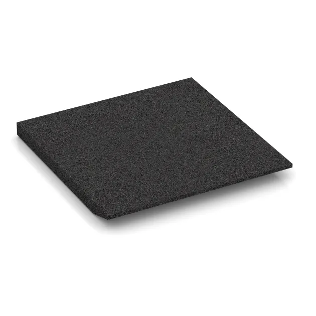 La vue du dessous ou de la face inférieure, c’est-à-dire la face inférieure de la pièce moulée WARCO 0473 - Dalle de coin (deux côtés biseautés) au format 500 x 500 x 40 mm.