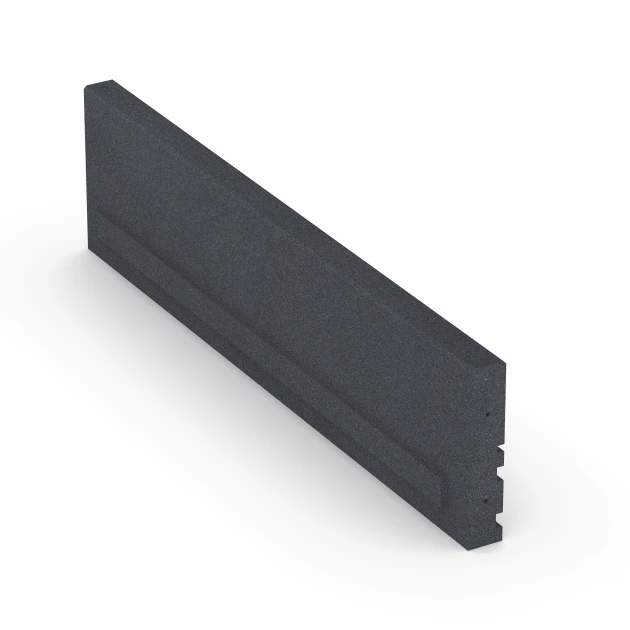 Aufsicht auf die Unterseite, also die Bodenseite von WARCO-Formteil 6213 - Rubberen boordsteen im Format 100 × 5 × 25 cm.