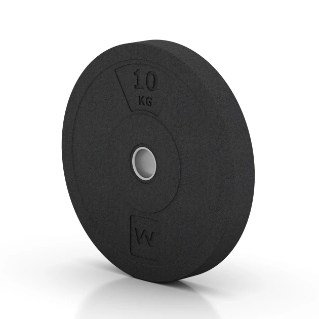 La vue du dessous ou de la face inférieure, c’est-à-dire la face inférieure de la pièce moulée WARCO 6085 - Bumper Plate au format 10 kg | ø 45,4 x 5,85 cm.