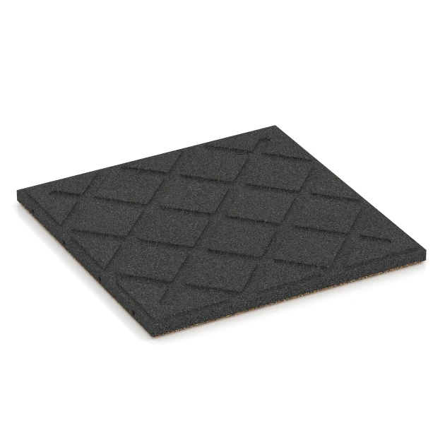 Aufsicht auf die Unterseite, also die Bodenseite von WARCO-Formteil 6287 - Fallschutzplatten im Format 50 x 50 x 3 cm | 0,25 m².