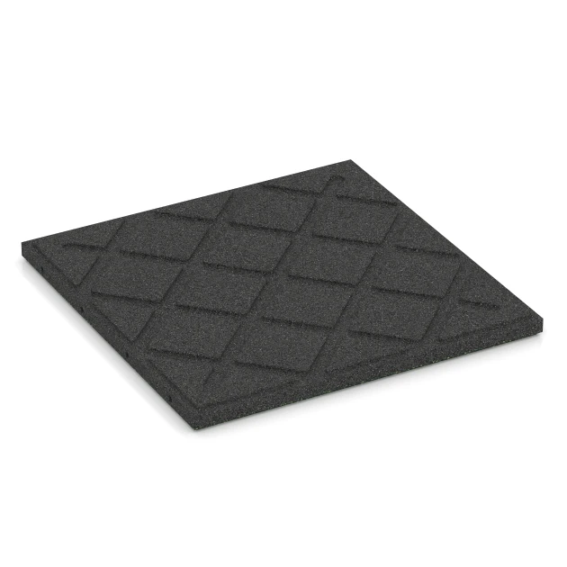 Aufsicht auf die Unterseite, also die Bodenseite von WARCO-Formteil 6415 - Fallschutzplatte – 90 cm im Format 50 x 50 x 3 cm | 0,25 m².