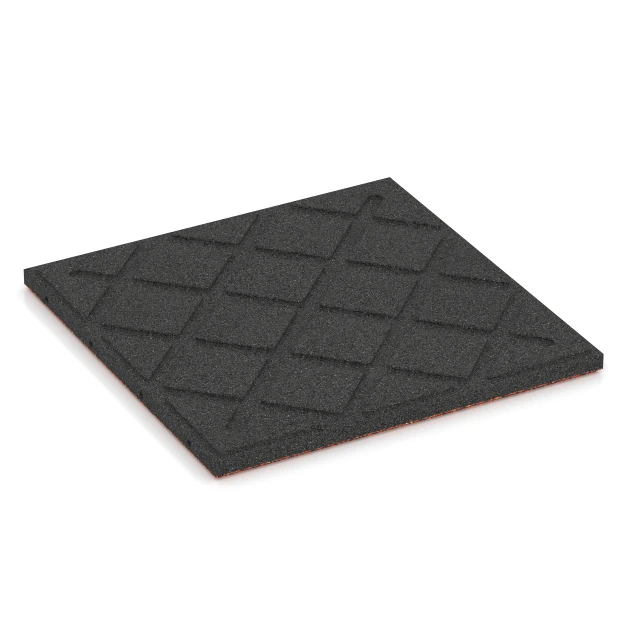 Aufsicht auf die Unterseite, also die Bodenseite von WARCO-Formteil 6417 - Rubberen speelplaatstegel – 90 cm im Format 50 x 50 x 3 cm | 0,25 m².