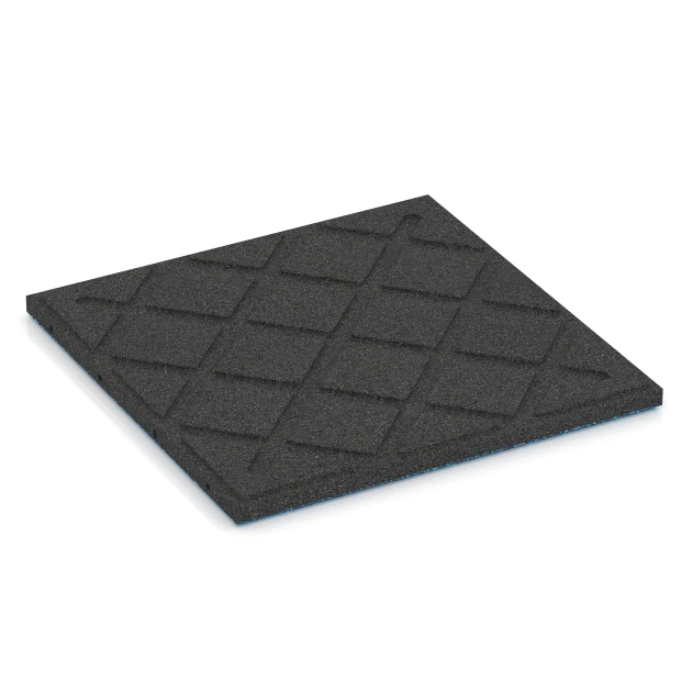 Aufsicht auf die Unterseite, also die Bodenseite von WARCO-Formteil 6420 - Fallschutzplatte – 90 cm im Format 50 x 50 x 3 cm | 0,25 m².