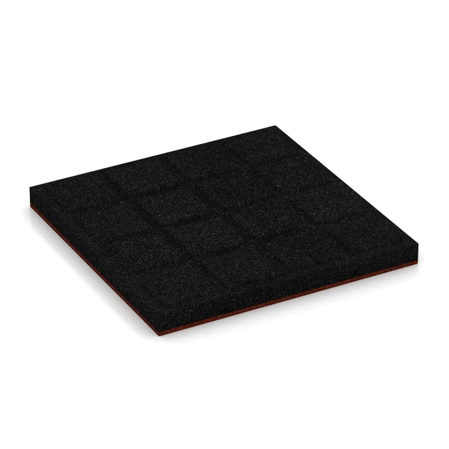 Aufsicht auf die Unterseite, also die Bodenseite von WARCO-Formteil 6197 - Fallschutzplatten im Format 50 x 50 x 4,5 cm.