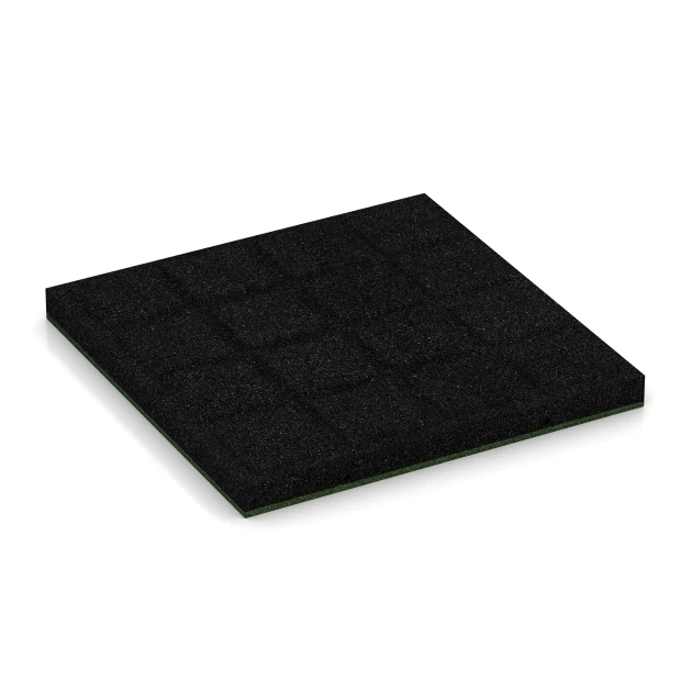 Aufsicht auf die Unterseite, also die Bodenseite von WARCO-Formteil 6261 - Fallschutzplatte – 150 cm im Format 50 x 50 x 4,5 cm.