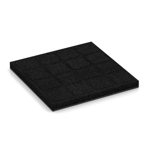 Aufsicht auf die Unterseite, also die Bodenseite von WARCO-Formteil 6224 - Fallschutzplatten im Format 50 x 50 x 4,5 cm.