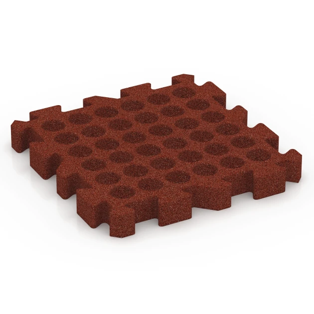 La vue du dessous ou de la face inférieure, c’est-à-dire la face inférieure de la pièce moulée WARCO 6310 - Dalle amortissante à emboîtement puzzle au format 50 x 50 x 6 cm | 0,25 m².