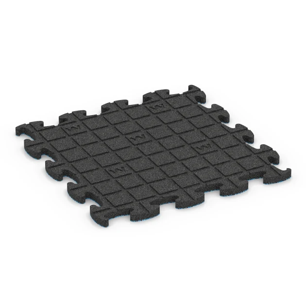 La vue du dessous ou de la face inférieure, c’est-à-dire la face inférieure de la pièce moulée WARCO 6866 - Dalle Fitness Max au format 46 x 46 x 1,8 cm.