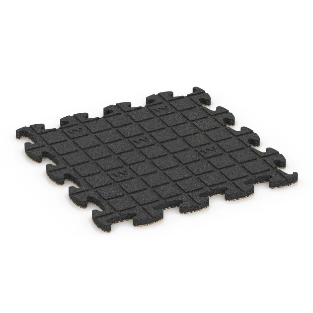 La vue du dessous ou de la face inférieure, c’est-à-dire la face inférieure de la pièce moulée WARCO 6952 - Dalle terrain multisport au format 46 x 46 × 2,8 cm.