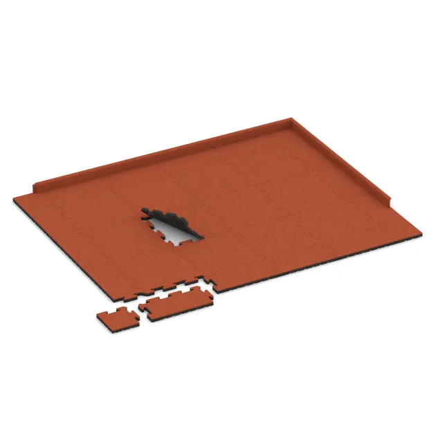 La situation d'installation typique du produit 5294 de WARCO - Dalle plage de piscine, en couleur Rouge-Orange Clair dans les dimensions 500 x 500 x 30 mm.