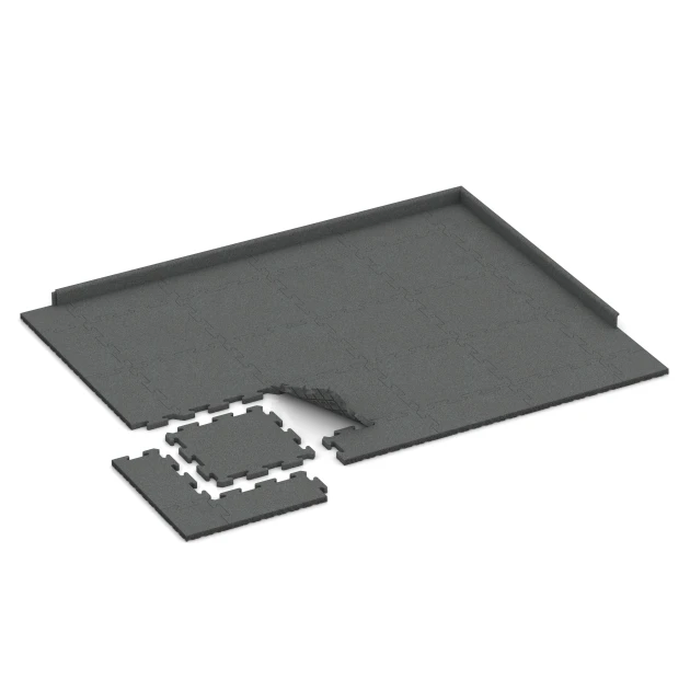 Typische Verlegung oder Einbausituation für den Artikel 2824 von WARCO - Fitness Vloerbeschermingsmat, Farbton Leisteengrijs in der Abmessung 50 x 50 x 3 cm | 0,25 m².