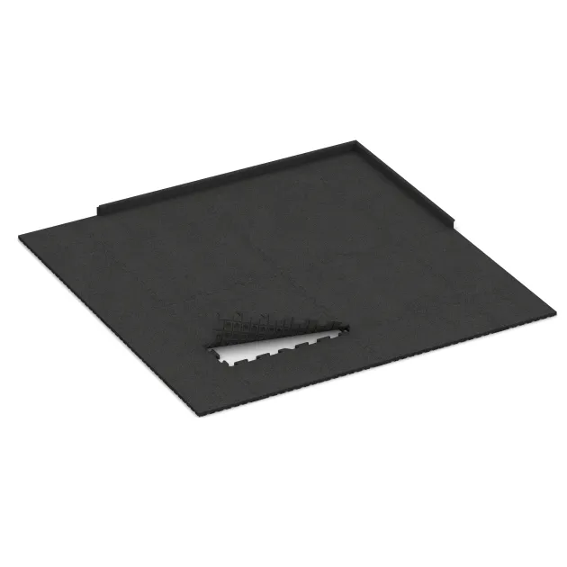 Typische Verlegung oder Einbausituation für den Artikel 3330 von WARCO - Fitness-Bodenschutzmatte HD, Farbton Anthrazit in der Abmessung 1000 x 1000 x 30 mm.