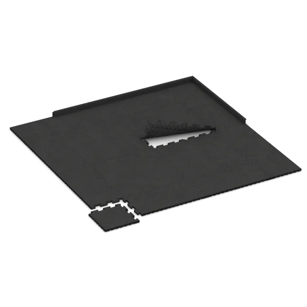 Typische Verlegung oder Einbausituation für den Artikel 5085 von WARCO - Eckplatte HD, Farbton Anthrazit in der Abmessung 485 x 485 x 30 mm.